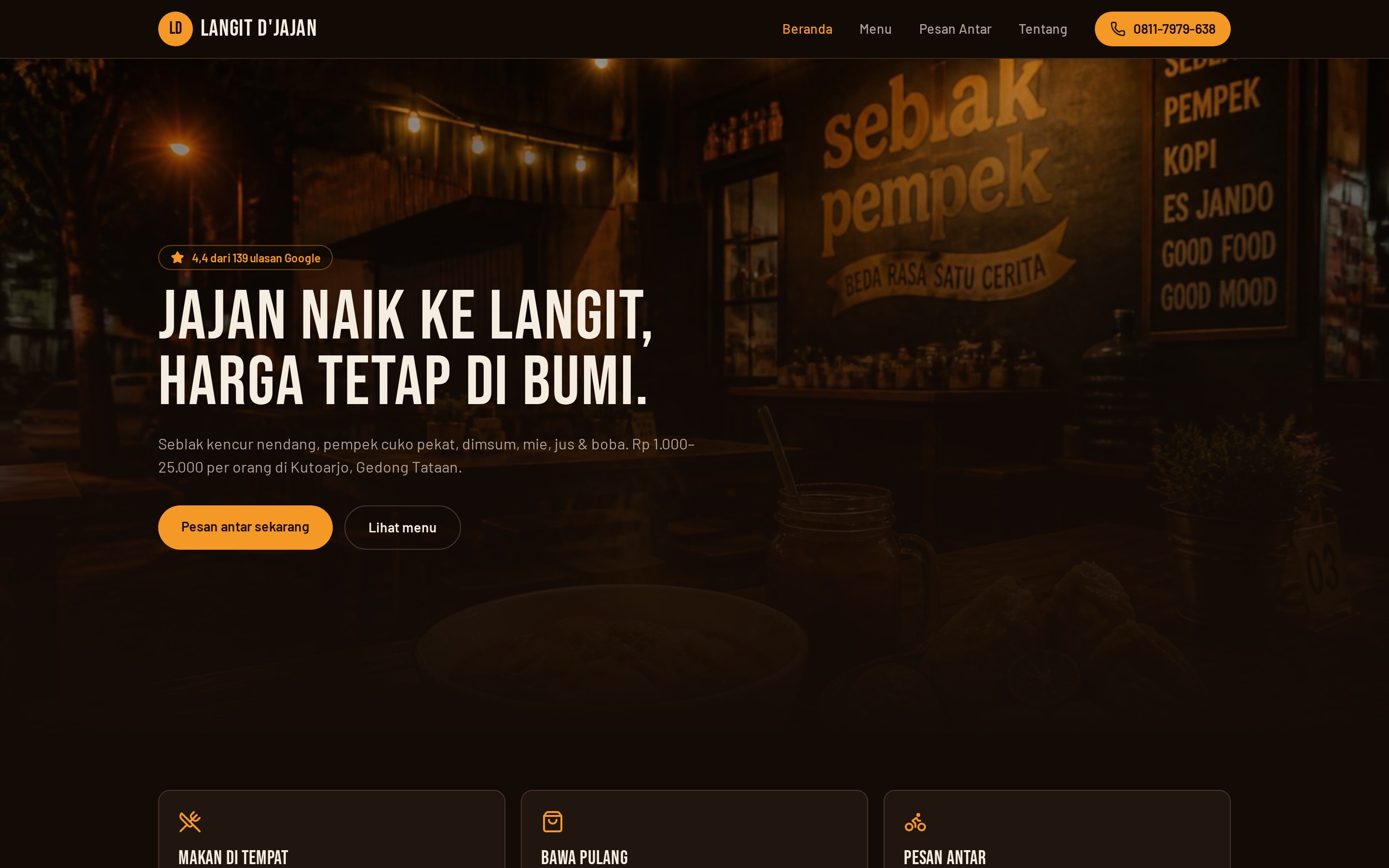 Tampilan website Langit Djajan