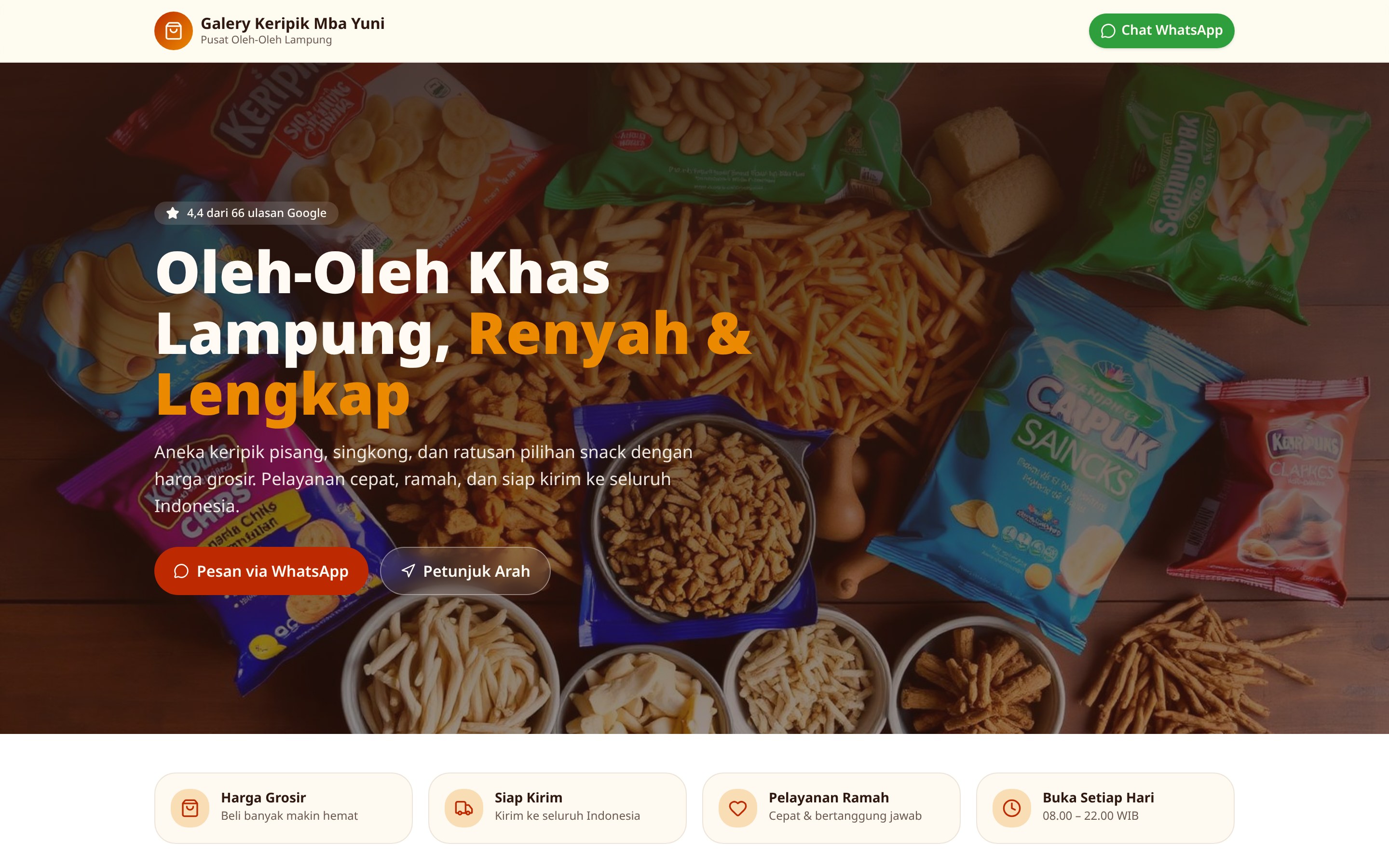 Tampilan website Pusat Oleh-Oleh Lampung